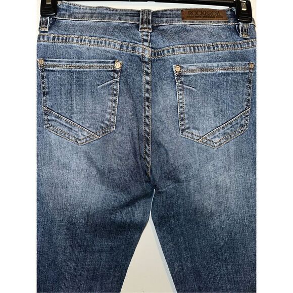 Rock & Roll Cowgirl Jeans Women’s (26 x 32) High Rise Trouser Flare Dark Wash 4 - Picture 5 of 8